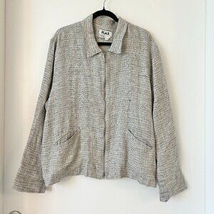 Flax 100% Linen Tweed Lightweight Full Zip Jacket Size M
